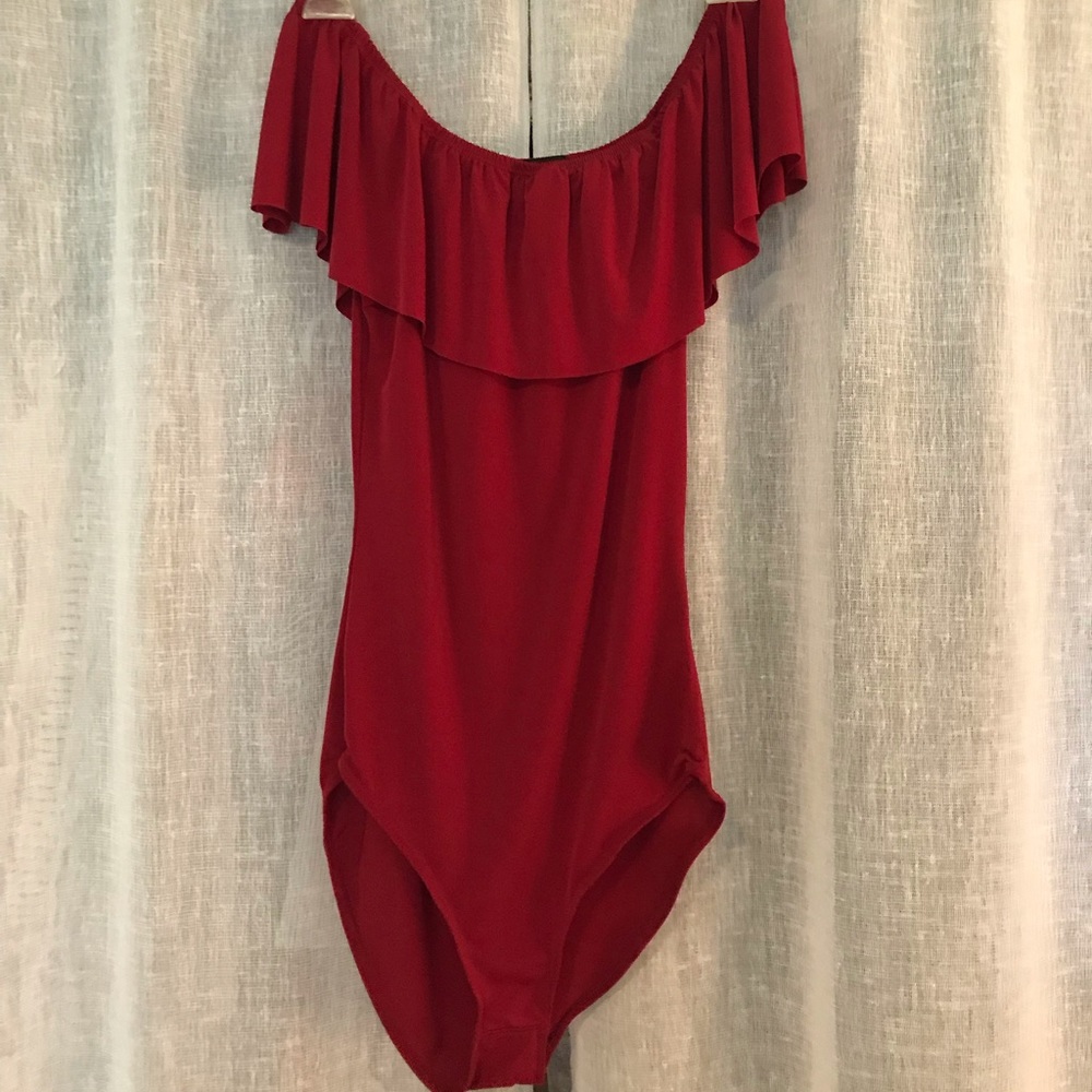 Red off the shoulder Bodysuit